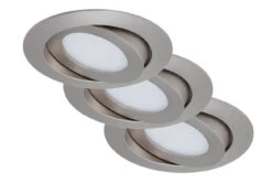 3er Set LED Einbauleuchte, Ø 10,6 Cm, 4,8 W, Matt-Nickel