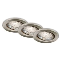3er Set LED Einbauleuchten, Ø 8,6 Cm, 5 W, 460 Lm, Matt Nickel