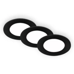 LED Einbauleuchten 3er-Set, Ø8,6 Cm, 3x LED, 3 W, 350 Lm, Schwarz