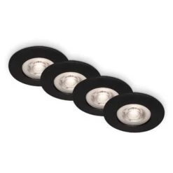 LED Einbauleuchten, Ø9 Cm, 4x LED, 4,9 W, 480 Lm, Matt-schwarz