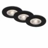 3er Set LED Einbauleuchte, Ø 9 Cm, Dimmbar, 5 W, Schwarz