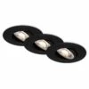 3er Set Ultraflache LED Einbauleuchte, Ø 9 Cm, 5 W, Schwarz