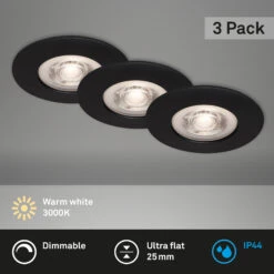3er Set LED Einbauleuchte, Ø 9 Cm, Dimmbar, 5 W, Schwarz 14 3er Set LED Einbauleuchte, Ø 9 Cm, Dimmbar, 5 W, Schwarz -Briloner Store led einbauleuchten schwarz matt led platine titelbild 9031169cb87cce6e48e3f91c807a4f04