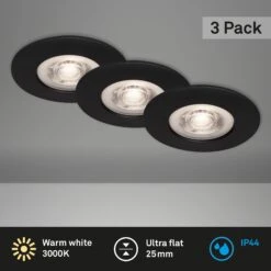 3er Set LED Einbauleuchte, Ø 9 Cm, 5 W, Schwarz -Briloner Store led einbauleuchten schwarz matt led platine titelbild a59ce833523c2316cc3484f67b1c7d8f