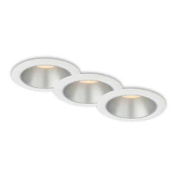 LED Einbauleuchten-Set, Ø9,5 Cm, 3x LED, 4,9 W, 480 Lm, Weiß-silber