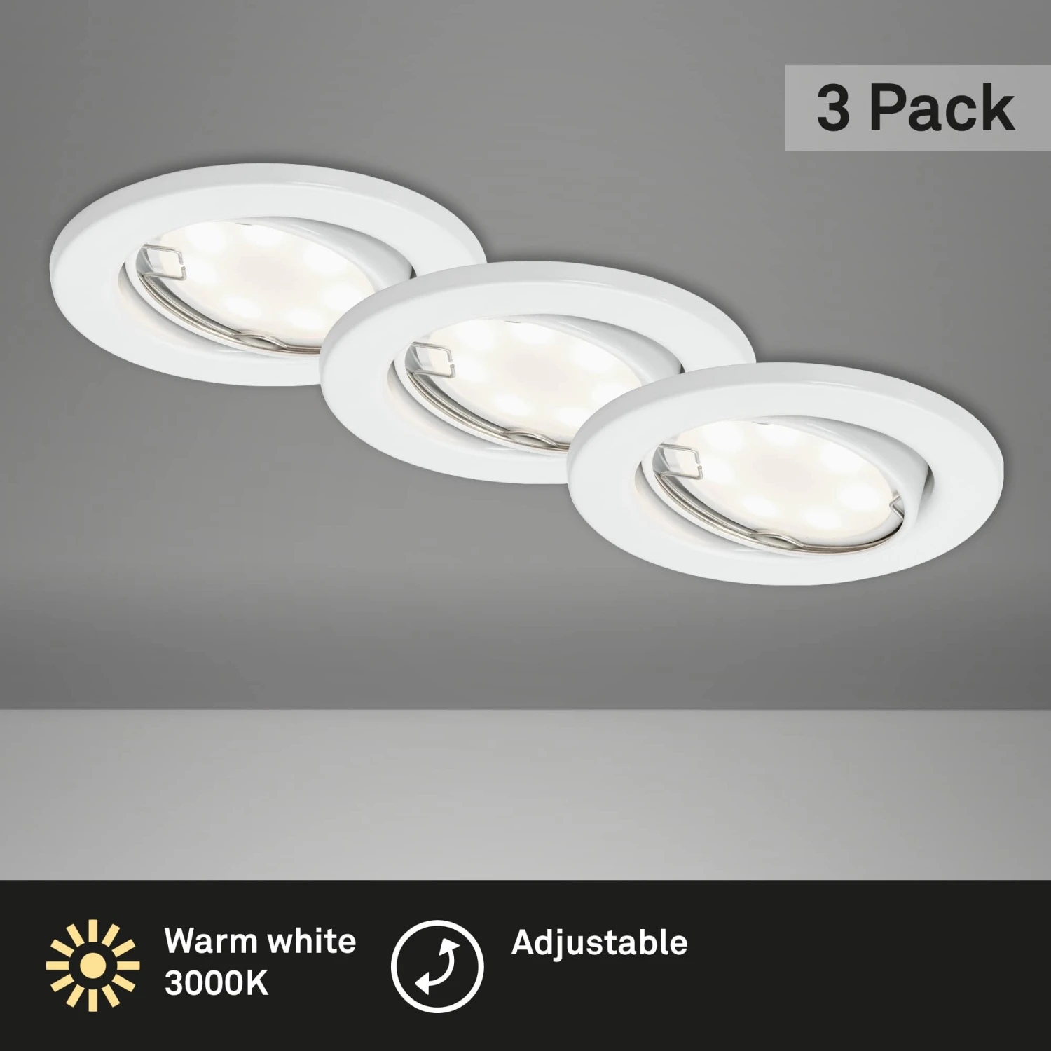 3er-Set Spot Einbauleuchte, Ø 8,6 Cm, 3 W, Weiß 2 3er-Set Spot Einbauleuchte, Ø 8,6 Cm, 3 W, Weiß – Bild 2