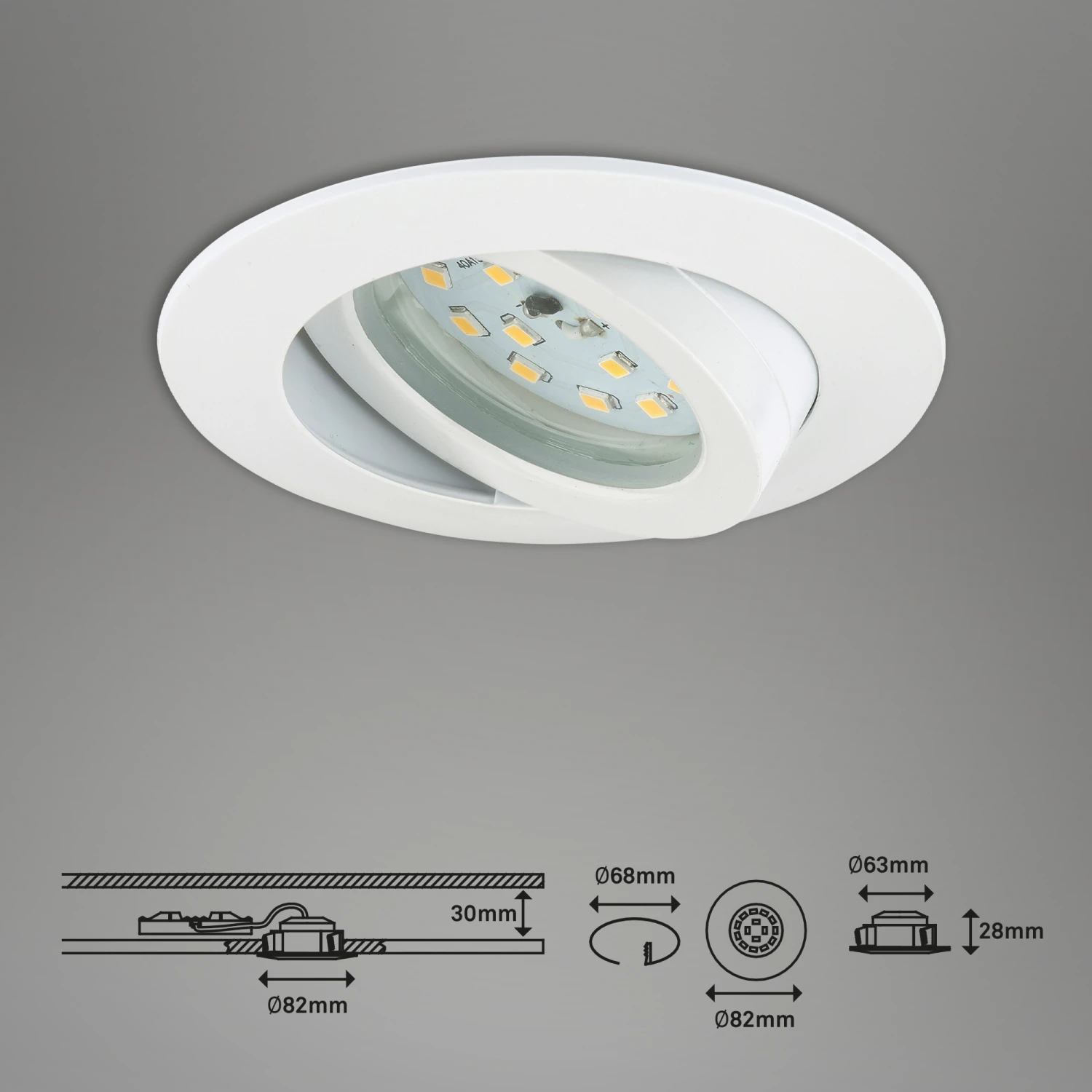 3er Set LED Einbauleuchte, Ø 8,2 Cm, 4,8 W, Weiß 5 3er Set LED Einbauleuchte, Ø 8,2 Cm, 4,8 W, Weiß – Bild 5