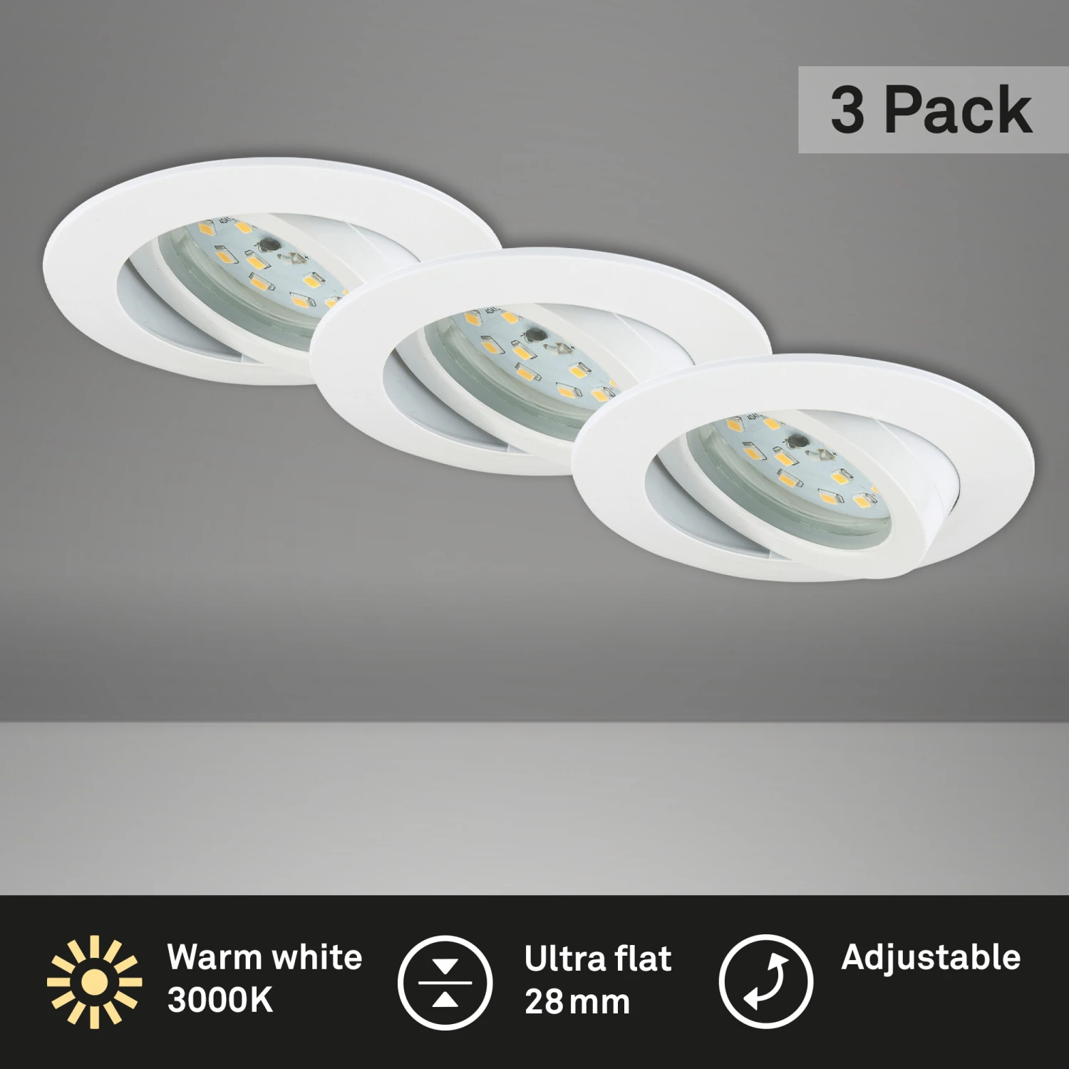 3er Set LED Einbauleuchte, Ø 8,2 Cm, 4,8 W, Weiß 7 3er Set LED Einbauleuchte, Ø 8,2 Cm, 4,8 W, Weiß – Bild 7