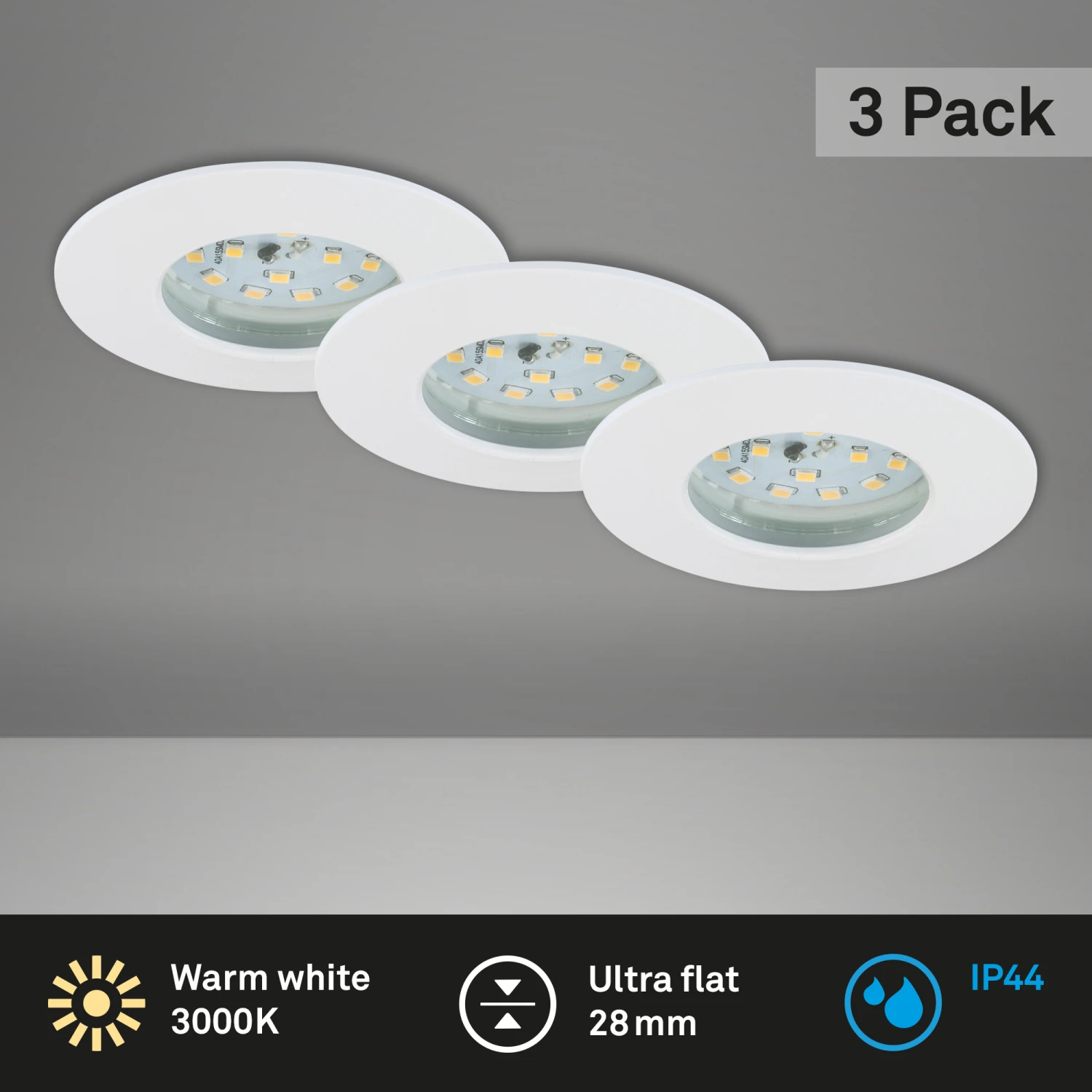 3er Set LED Einbauleuchte, Ø 7,5 Cm, Weiß 5 3er Set LED Einbauleuchte, Ø 7,5 Cm, Weiß – Bild 5