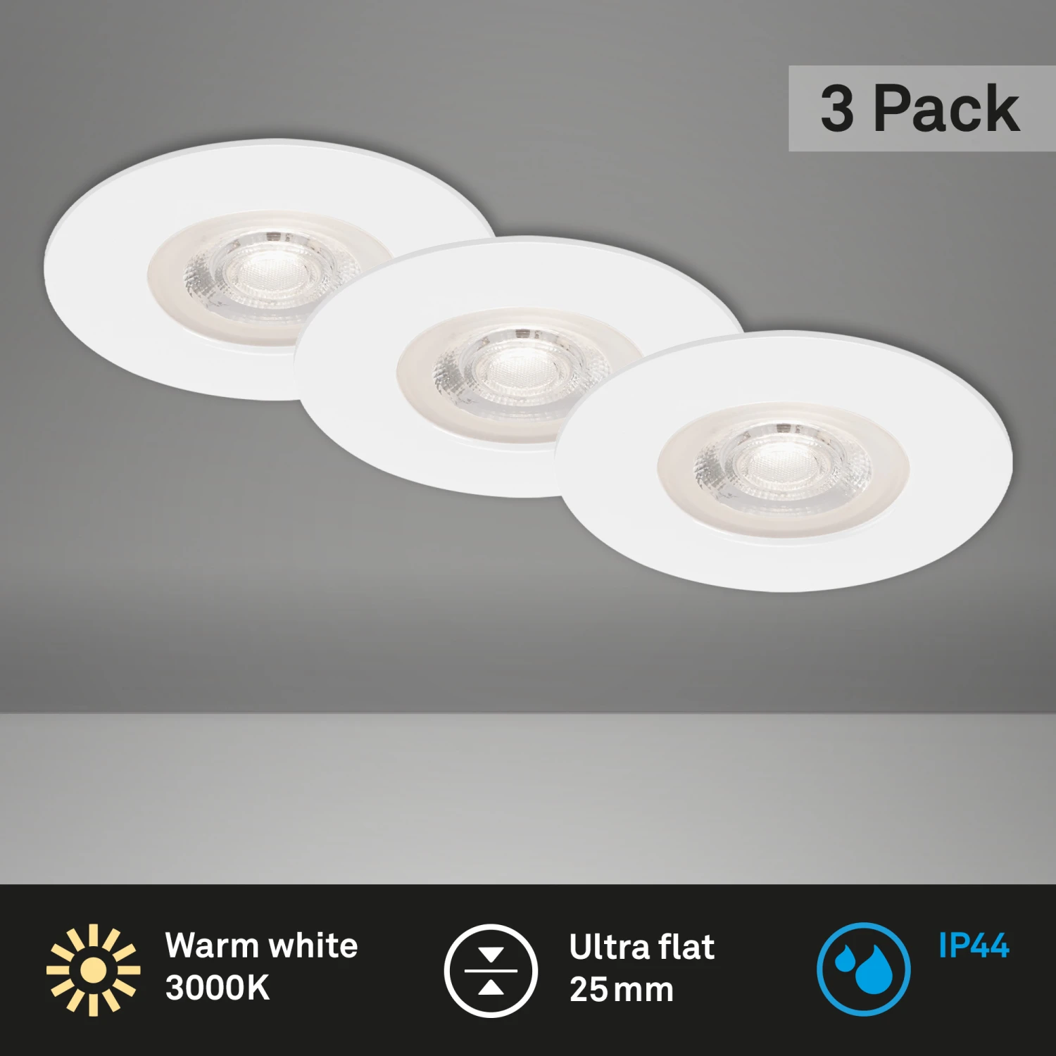 3er Set LED Einbauleuchte, Ø 9 Cm, 5 W, Weiß 6 3er Set LED Einbauleuchte, Ø 9 Cm, 5 W, Weiß – Bild 6