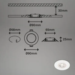 LED Einbauleuchten, Ø9 Cm, 4x LED, 4,9 W, 480 Lm, Matt-weiß 11 LED Einbauleuchten, Ø9 Cm, 4x LED, 4,9 W, 480 Lm, Matt-weiß -Briloner Store led einbauleuchten weiss masszeichnung 06a1902ceebc982945a362ca60643d81
