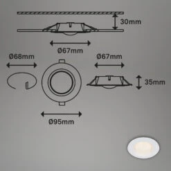 LED Einbauleuchten-Set, Ø9,5 Cm, 3x LED, 3 W, 260 Lm, Weiß -Briloner Store led einbauleuchten weiss masszeichnung 4469be6d54dd6c092ae8cdb98c16ebeb