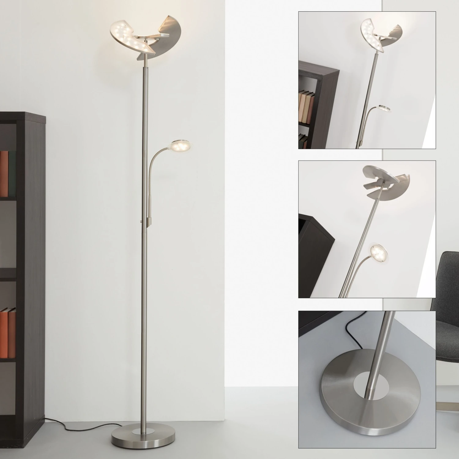 LED Touch Stehleuchte Ø 32 Cm 3x7,5W 750lm Matt-nickel 7 LED Touch Stehleuchte Ø 32 Cm 3x7,5W 750lm Matt-nickel – Bild 7