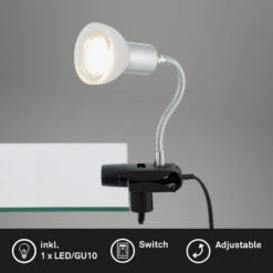 Flexible Klemmleuchte 34 Cm 1xGU10 3W 250lm Titan-weiß -Briloner Store led klemmleuchte titanfarbig weiss led gu10 titelbild 733b467e9415513d03533801ef3719f3