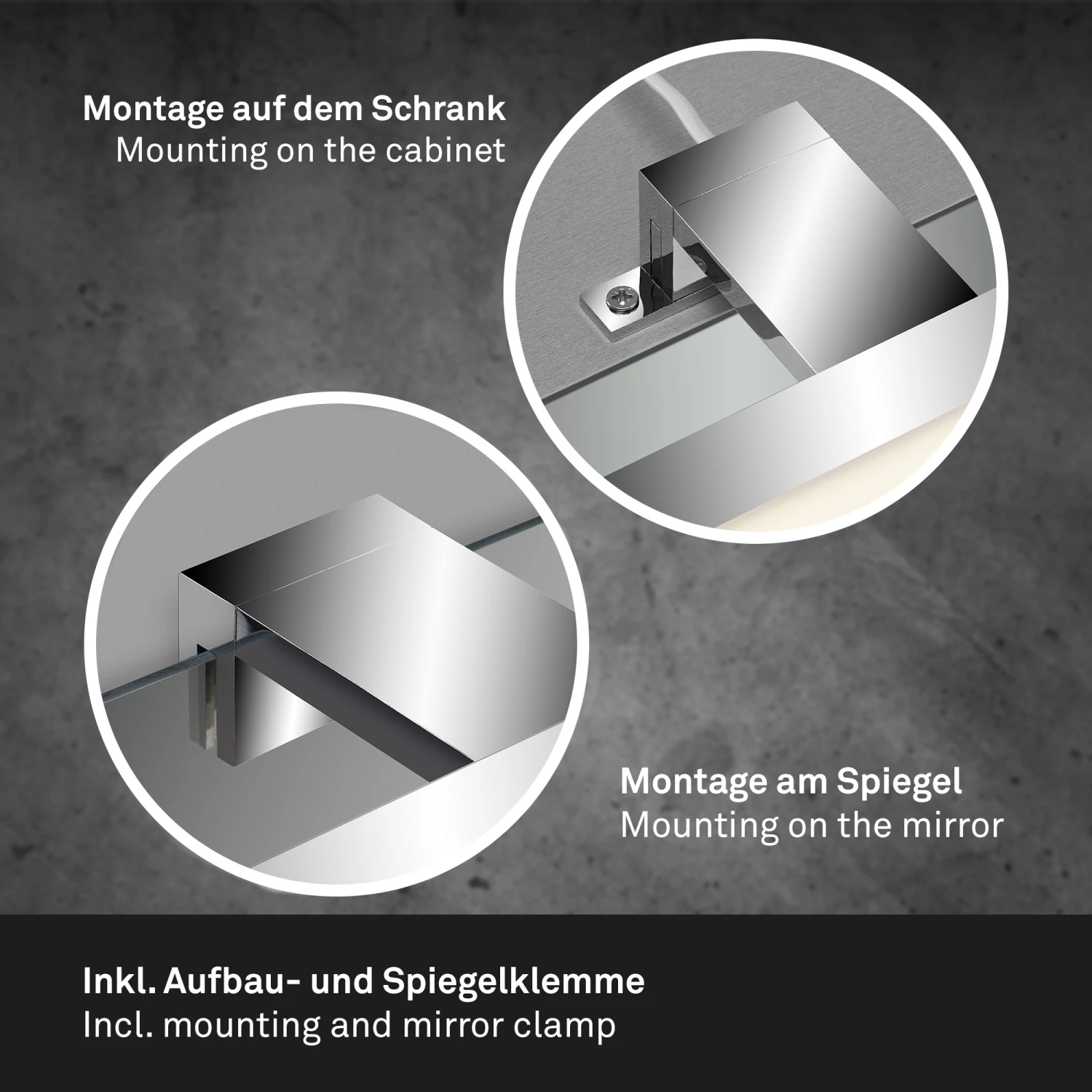 LED Spiegelleuchte 60 Cm 8W 780lm Chrom 2 LED Spiegelleuchte 60 Cm 8W 780lm Chrom – Bild 2