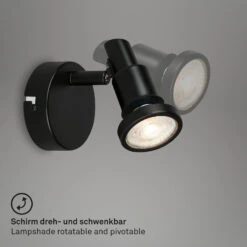 Briloner Flamo Wandleuchte Bad, Spritzwasserschutz, Schwenkbar, Warmweiß -Briloner Store led spot schwarz led gu10 freisteller2 fe782ead7e638edf54771fdd171ee058