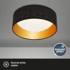 STERNENHIMMEL LED Deckenleuchte, Ø 32 Cm, 12 W, Schwarz-Gold -Briloner Store led stoff deckenleuchte mit sternendekor schwarz gold led titelbild dbd44860ea2c0c9cc2d70f1a43ae0110