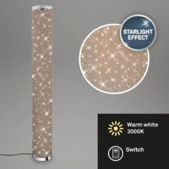 LED Stehleuchte Ø 13 Cm 12W 1100lm Taupe 13 LED Stehleuchte Ø 13 Cm 12W 1100lm Taupe -Briloner Store led stoff stehleuchte mit sternendekor taupe chrom led titelbild 2b7ae680aa2be515c5dcf8bcf7a5aa34