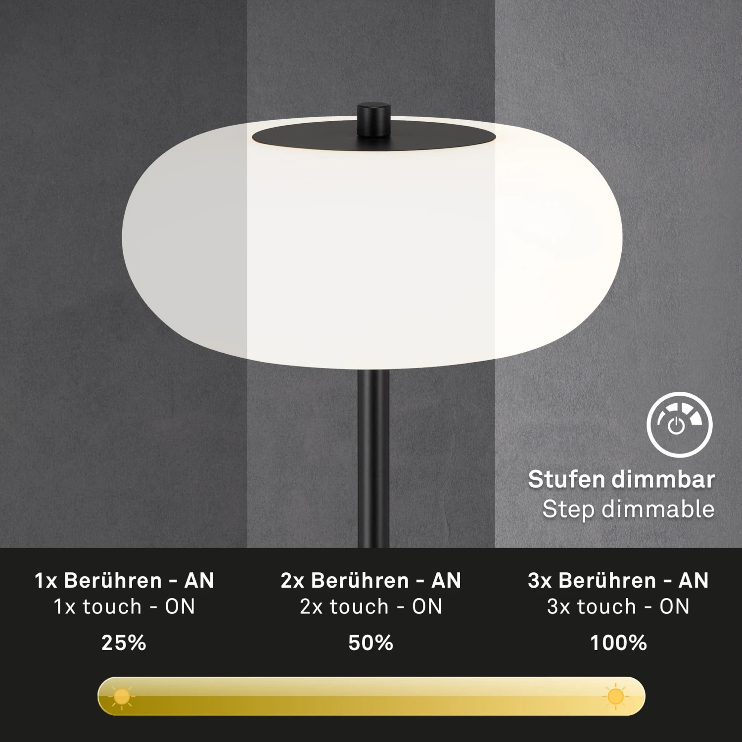 LED Tischleuchte, Ø 19,8 Cm, 4,5 W, Schwarz 2 LED Tischleuchte, Ø 19,8 Cm, 4,5 W, Schwarz – Bild 2