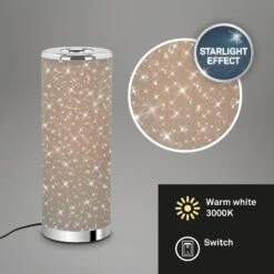 STERNENHIMMEL LED Tischleuchte, Ø 13 Cm, 5 W, Taupe-Chrom -Briloner Store led tischleuchte starlight effekt taupe chrom led4 titelbild 8413c35c70d0eb8d04ab7b64adb6edcb