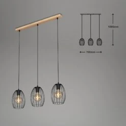 Pendelleuchte, 70 Cm, Max. 60 W, Schwarz -Briloner Store pendelleuchte dreiflammig metall schwarz holz baldachin masszeichnung dd890a5f7c902b65f68b5be45835d89a