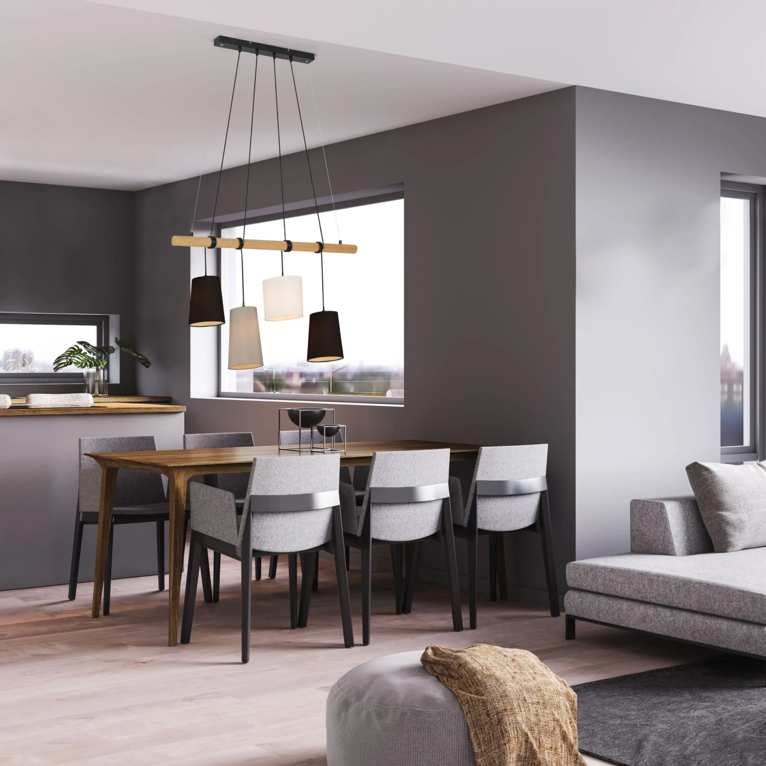 Pendelleuchte, 90 Cm, Max. 25 W, Holz-Schwarz 2 Pendelleuchte, 90 Cm, Max. 25 W, Holz-Schwarz – Bild 2