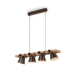 Pendelleuchte, 85 Cm, Max. 40 W, Grau-Holz