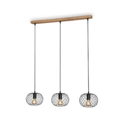 Pendelleuchte, 90 Cm, Max. 40 W, Schwarz-Holz