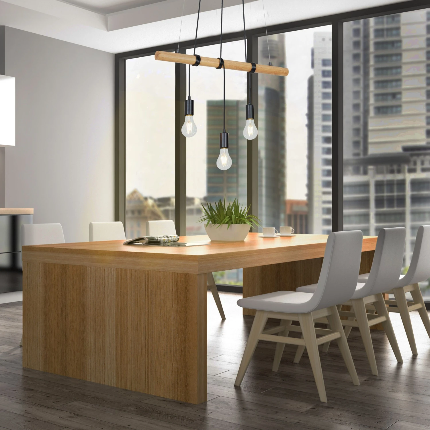 Pendelleuchte, 70 Cm, Max. 25 W, Holz-Schwarz 2 Pendelleuchte, 70 Cm, Max. 25 W, Holz-Schwarz – Bild 2