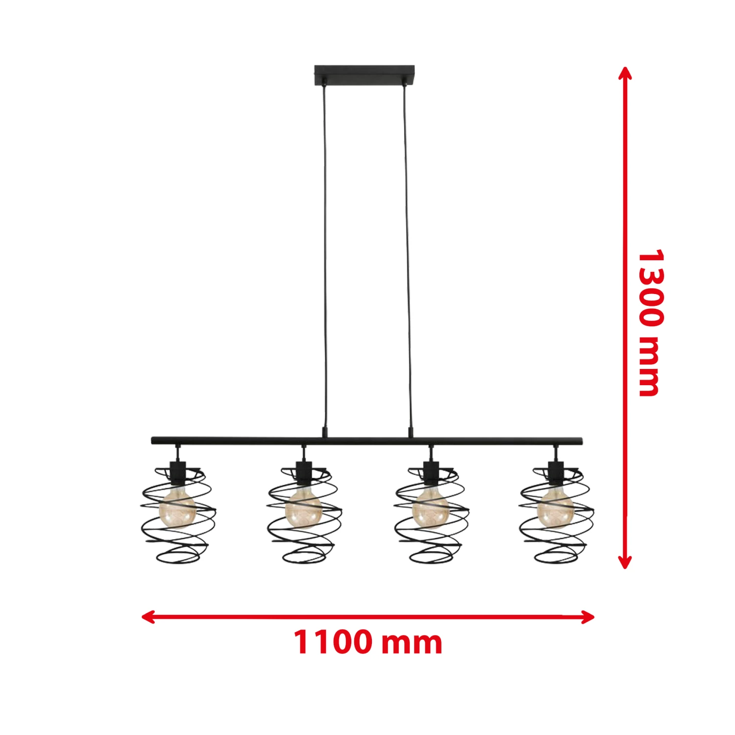 Pendelleuchte, 130 Cm, Max. 60 W, Schwarz 4 Pendelleuchte, 130 Cm, Max. 60 W, Schwarz – Bild 4