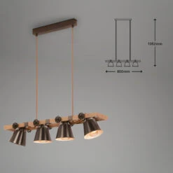 Pendelleuchte, 85 Cm, Max. 40 W, Grau-Holz -Briloner Store pendelleuchte vintage 4 flammig antik grau masszeichnung bfaa5640f303d9e4305a8abe277639c1