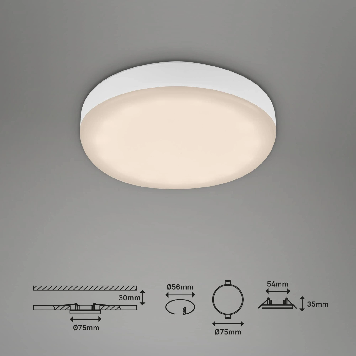 LED Einbauleuchte, Ø 7,5 Cm, 3 W, 350 Lm, Weiß 6 LED Einbauleuchte, Ø 7,5 Cm, 3 W, 350 Lm, Weiß – Bild 6