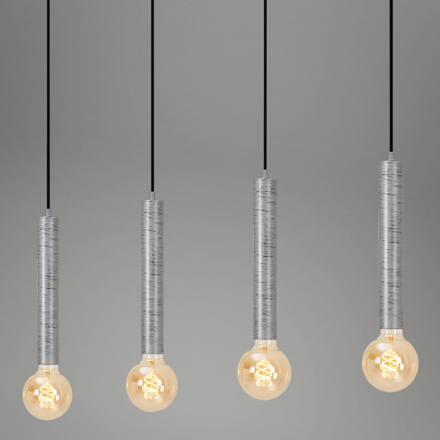 Retro Pendelleuchte, 85 Cm, Exkl. 4x E27, Max. 60 W, Antik-silber 5 Retro Pendelleuchte, 85 Cm, Exkl. 4x E27, Max. 60 W, Antik-silber – Bild 5