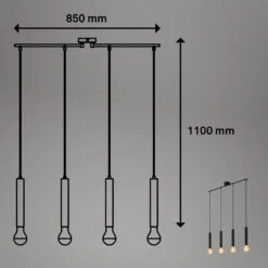 Retro Pendelleuchte, 85 Cm, Exkl. 4x E27, Max. 60 W, Schwarz-matt -Briloner Store retro pendelleuchte schwarz matt masszeichnung e57b1a9f569fa42f25752081941f81bb