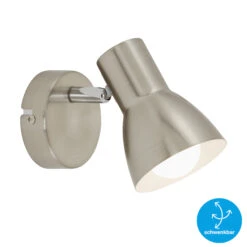 Briloner Cup Wandleuchte, Schwenkbar, 1-flammig, E14 Fassung -Briloner Store retro style spot matt nickel weiss exkl e14 freisteller2 23eff236570b791b86a70a742158993e