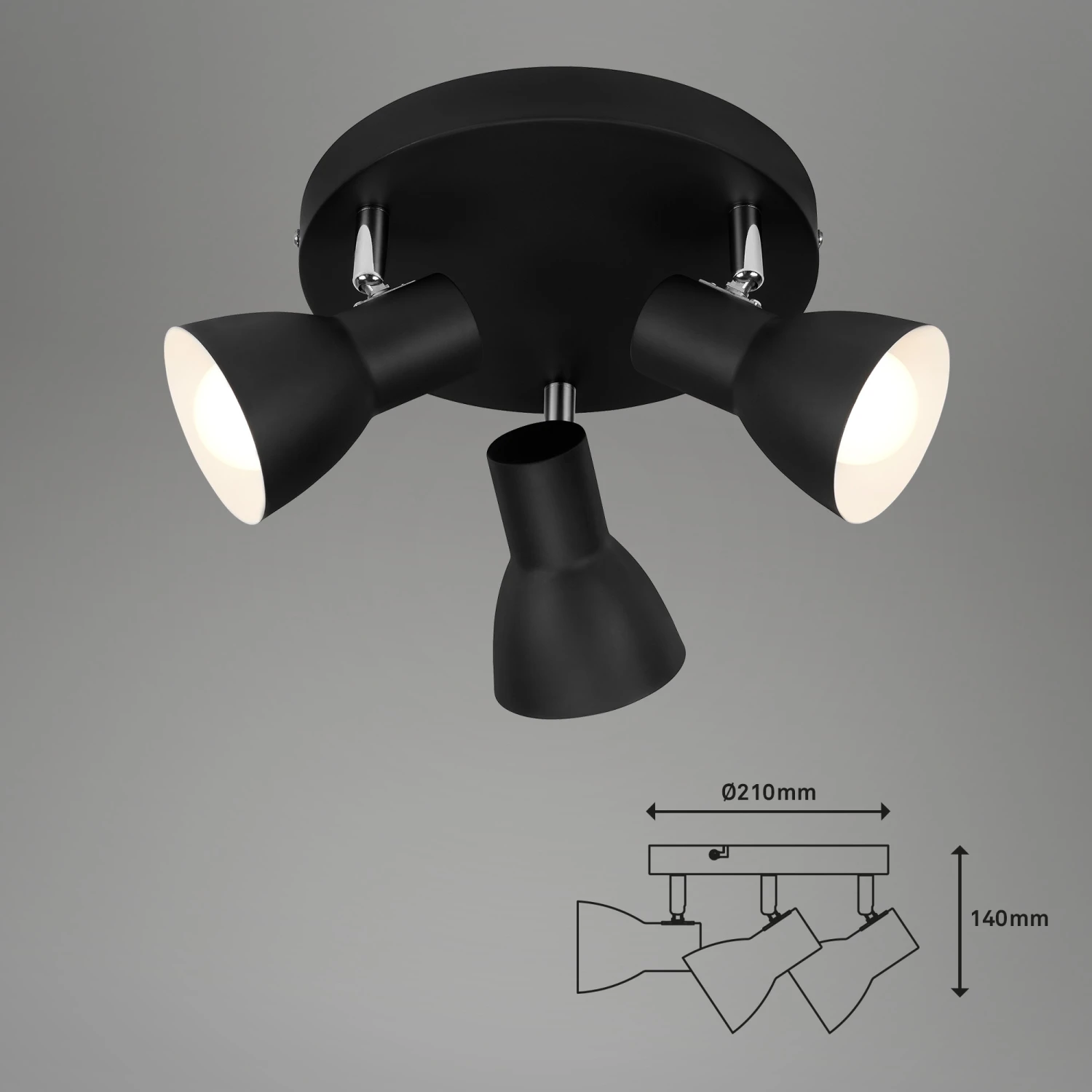 Briloner Cup Deckenstrahler, Schwenkbar, 3-flammig, E14 Fassung 6 Briloner Cup Deckenstrahler, Schwenkbar, 3-flammig, E14 Fassung – Bild 6