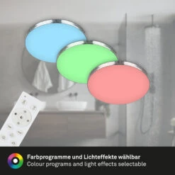 RGB-CCT LED Deckenleuchte, Ø 35,5 Cm, LED-Platine, 18W, 1850 Lm, Chrom -Briloner Store rgb cct led deckenleuchte chrom 73bcc711a78eafc0b1331f002c98df02