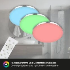 RGB-CCT LED Deckenleuchte, Ø 45,5 Cm, LED-Platine, 24W, 2700 Lm, Chrom -Briloner Store rgb cct led deckenleuchte chrom afb59e179e1f15ce815c9d0707a437df