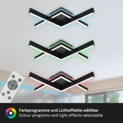 RGB CCT LED Deckenleuchte, 64,5cm, LED-Platine, 20 W, 1800 Lm, Schwarz -Briloner Store rgb cct led deckenleuchte schwarz 7fa43fdf4d3c38bd8523aa5b23880b34