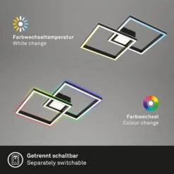 RGB CCT LED Deckenleuchte, 59,7 Cm, LED-Platine, 44 W, 4400 Lm, Schwarz -Briloner Store rgb cct led deckenleuchte schwarz b0664d4f9bdba5c38f221b2cb92de5b4