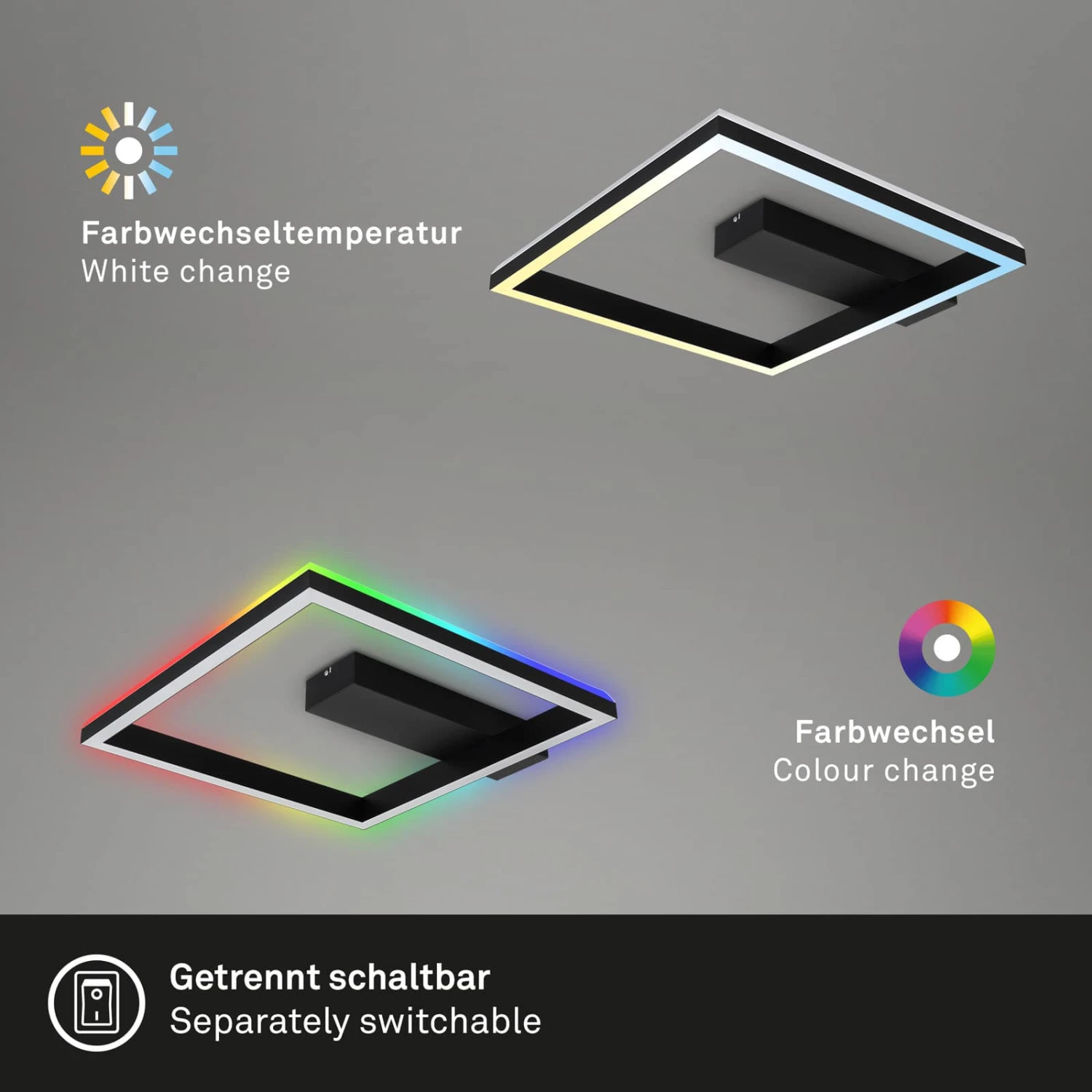 RGB CCT LED Deckenleuchte, 57cm, LED-Platine, 20 W, 1800 Lm, Schwarz 6 RGB CCT LED Deckenleuchte, 57cm, LED-Platine, 20 W, 1800 Lm, Schwarz – Bild 6