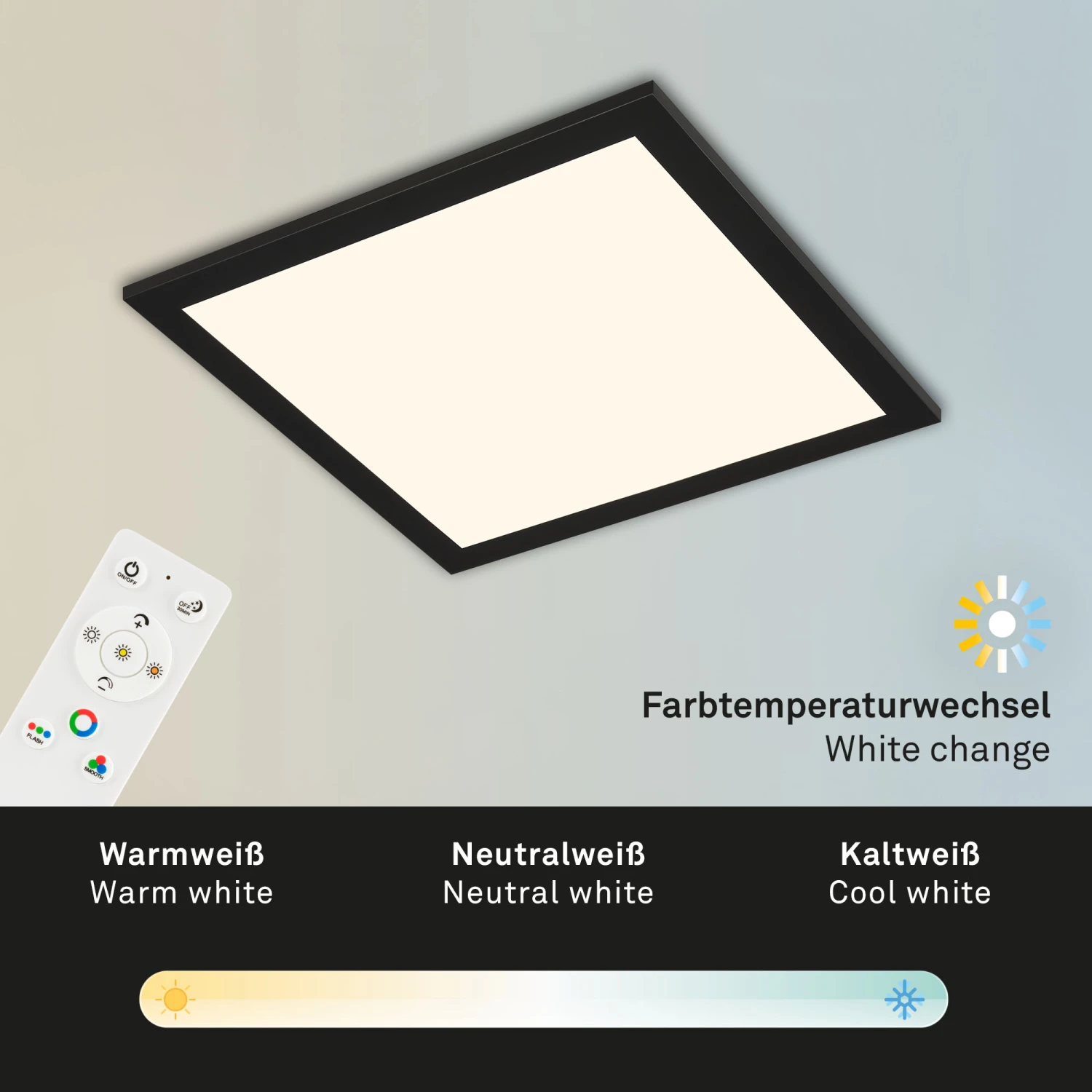 CCT LED Panel, 29,6 Cm, 18 W, 1800 Lm, Schwarz 4 CCT LED Panel, 29,6 Cm, 18 W, 1800 Lm, Schwarz – Bild 4