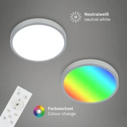 RGBW LED Aufbauleuchte Ø 38 Cm, LED-Platine, 22 W, 2900 Lm, Silber -Briloner Store rgbw led aufbauleuchte silberfarbig led fernbedienung e73b9c24d44de2bdba4e17f0034f7447