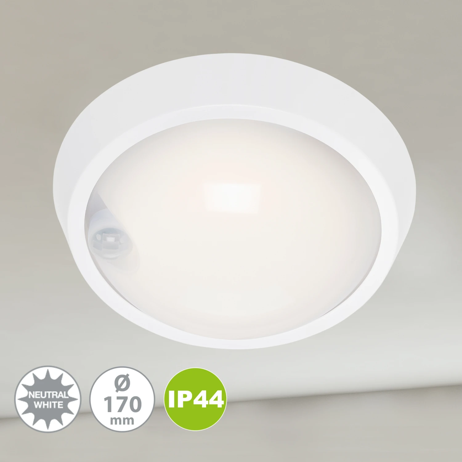 SENSOR LED Außenleuchte, Ø 17 Cm, 12 W, Weiß 3 SENSOR LED Außenleuchte, Ø 17 Cm, 12 W, Weiß – Bild 3