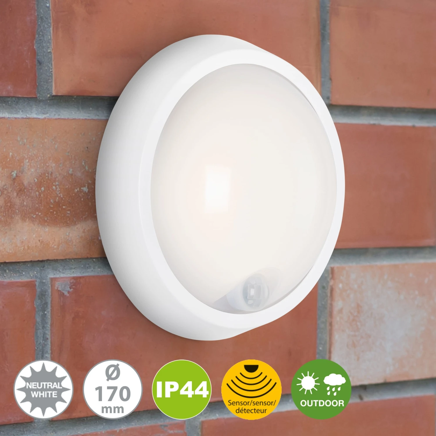 SENSOR LED Außenleuchte, Ø 17 Cm, 12 W, Weiß 4 SENSOR LED Außenleuchte, Ø 17 Cm, 12 W, Weiß – Bild 4