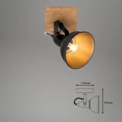 Briloner Barnim Wandleuchte, Schwenkbar, Holzbasis, Schwarz-Gold -Briloner Store spot wand und deckenleuchte schwarz dd0bf595099e55f3bcd4c6fde87955d7