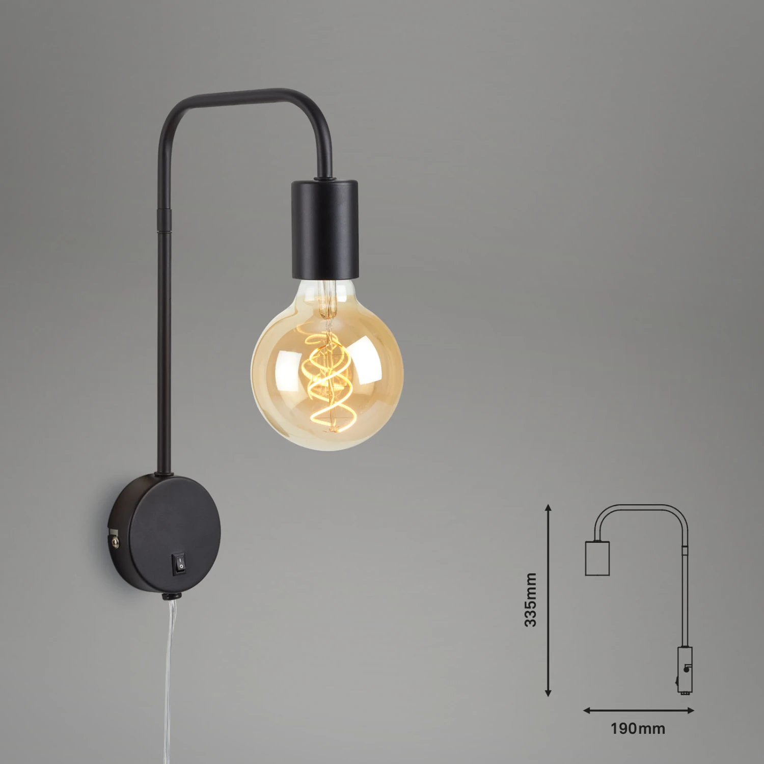 Briloner Alva Wandleuchte, Schwenkbar, An-Aus, Kabel, Schwarz-Gold 2 Briloner Alva Wandleuchte, Schwenkbar, An-Aus, Kabel, Schwarz-Gold – Bild 2