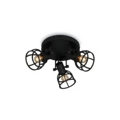 Briloner Korbo Black Deckenstrahler, Korboptik, Schwenkbar, 3-flammig