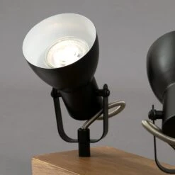 Briloner Arbo Deckenspot, Schwenkbar, Holzbasis, 2-flammig, Schwarz-Weiß -Briloner Store spotleuchte holz schwarz 2xgu10 detail1 3a6089c679e1004000e07adddfc197db