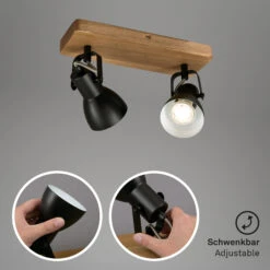 Briloner Arbo Deckenspot, Schwenkbar, Holzbasis, 2-flammig, Schwarz-Weiß -Briloner Store spotleuchte holz schwarz 2xgu10 funktion 1d2b83b599b71e282e908d4e289796bc